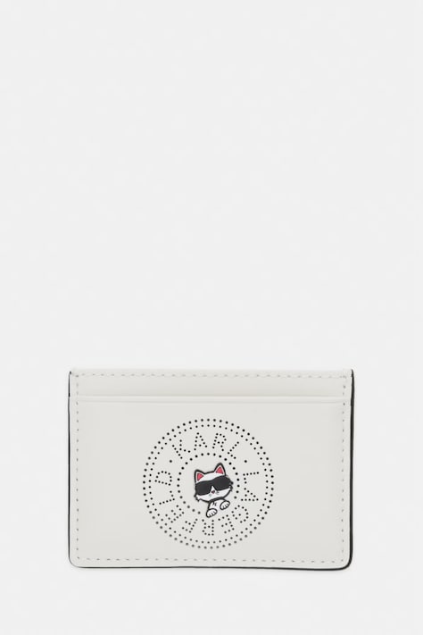 Karl Lagerfeld etui na karty damskie skórzane IKON beżowe B2W32059