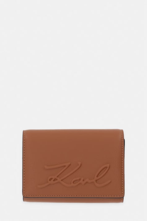 Karl Lagerfeld portfel damski z imitacji skóry K/VILLE brązowy B2W32018