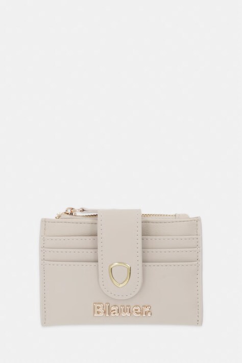 Blauer portfel damski z imitacji skóry beżowy DIN01