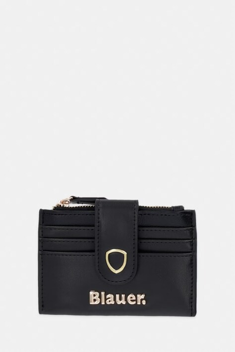 Blauer portfel damski z imitacji skóry czarny DIN01