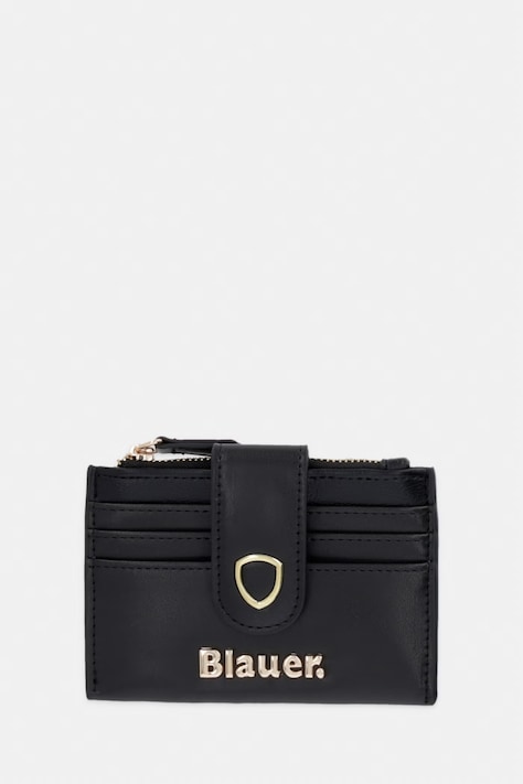 Blauer portfel damski z imitacji skóry czarny DIN01