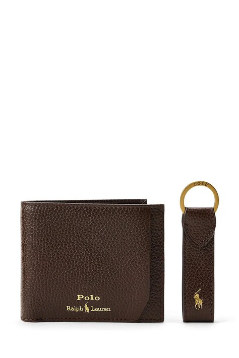 Polo Ralph Lauren portfel i brelok skórzany męski kolor brązowy 405974635