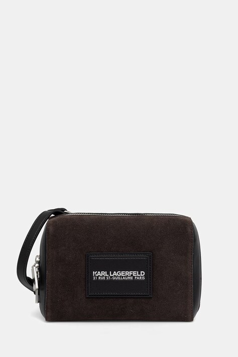 Karl Lagerfeld saszetka męska z imitacji zamszu brązowa B2M30200