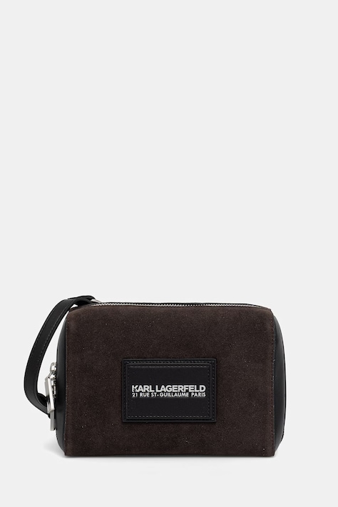 Karl Lagerfeld saszetka męska z imitacji zamszu brązowa B2M30200