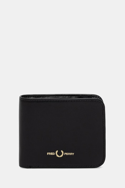 Kožená peňaženka Fred Perry čierna farba, L2803