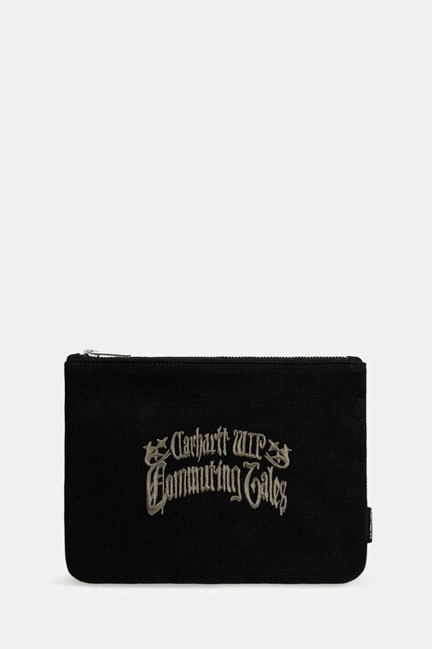 Peňaženka Carhartt WIP Canvas Graphic Zip Wallet čierna farba, I036087.3HOXX