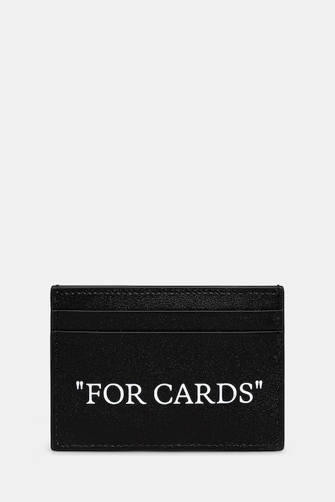 Off-White Quote custodia per le carte in pelle nere OMND067C99LEA001