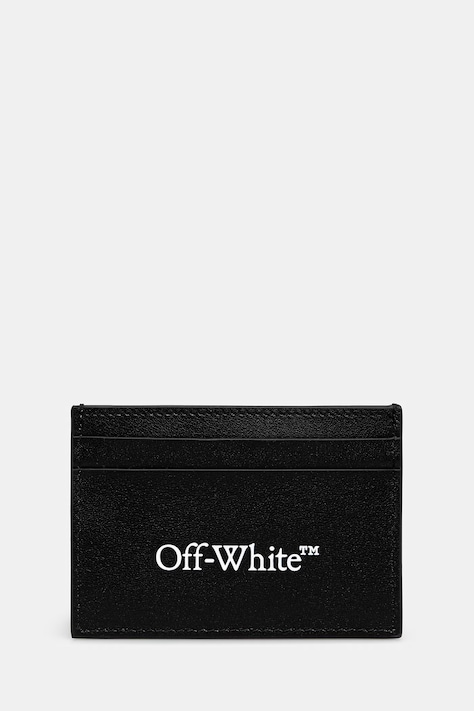 Off-White Bookish custodia per le carte in pelle nera OMND089C99LEA001