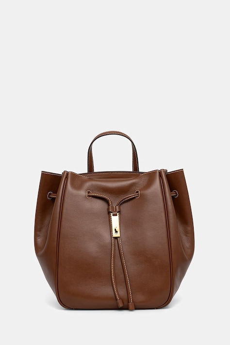 Polo Ralph Lauren plecak skórzany damski kolor brązowy duży gładki 428P01429