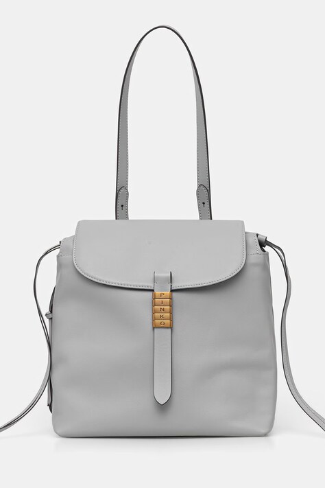 Pinko plecak skórzany damski kolor szary mały gładki 106063 A0QO