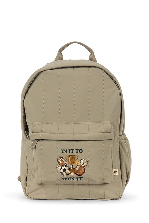 Detský ruksak Konges Sløjd JUNO BACKPACK zelená farba, malý, s nášivkou, KS104885