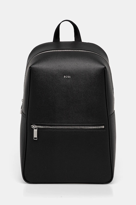 Кожена раница BOSS Daxter_Backpack в черно голям размер с изчистен дизайн 50558429