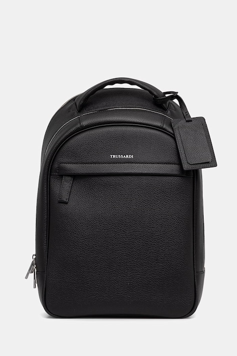 Trussardi plecak skórzany męski kolor czarny duży gładki Z698E006311N