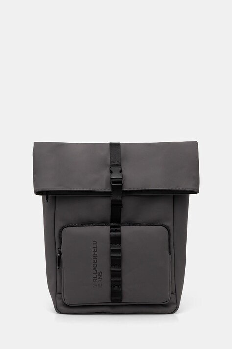 Раница Karl Lagerfeld Jeans в сиво голям размер с изчистен дизайн B1M30146