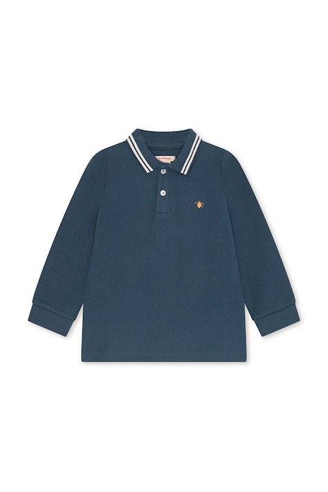Konges Sløjd longsleeve bawełniany dziecięcy FLORIAN LS POLO GOTS kolor granatowy z aplikacją KS104511