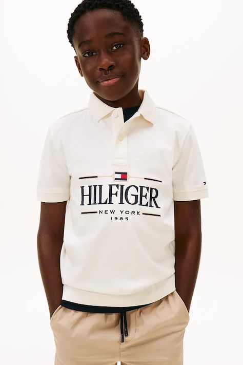 Tommy Hilfiger polo bawełniane dziecięce kolor biały z nadrukiem KB0KB10359