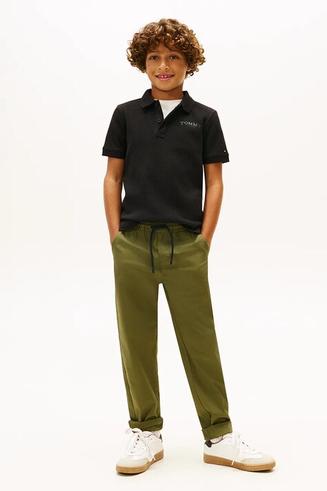 Tommy Hilfiger polo dziecięce kolor czarny gładki KB0KB10363