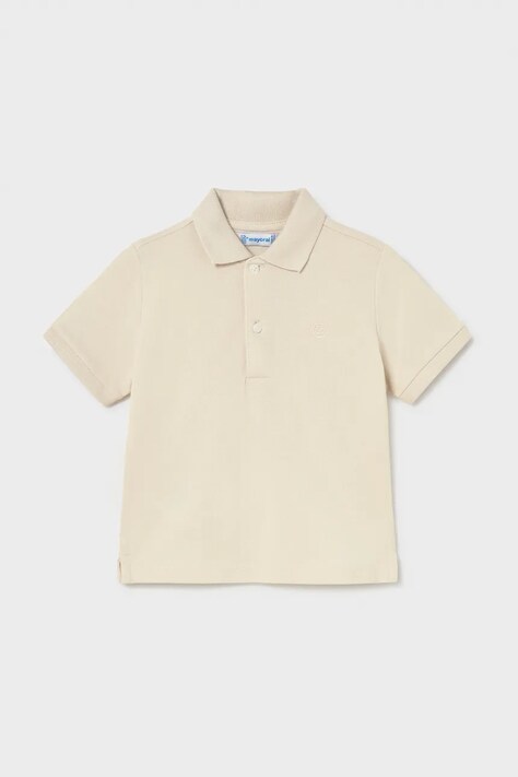 Mayoral polo bawełniane dziecięce kolor beżowy gładki 102
