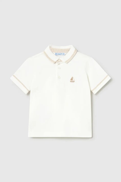 Детска тениска с яка Mayoral в бежово с апликация 1107