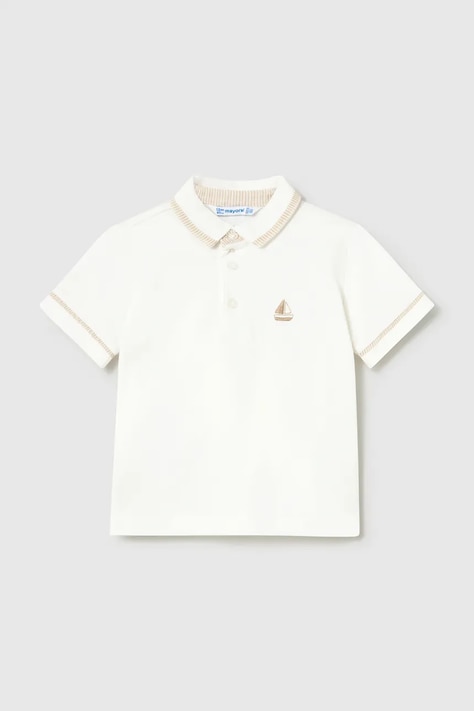 Детска тениска с яка Mayoral в бежово с апликация 1107