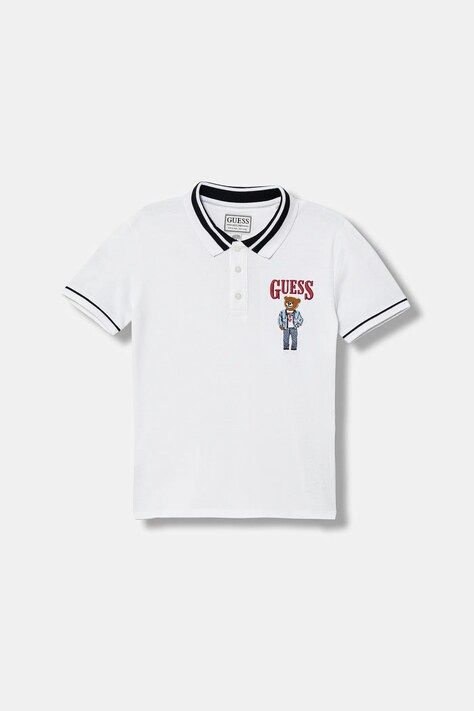 Guess polo bawełniane kolor biały gładki L6RP01 KBV51