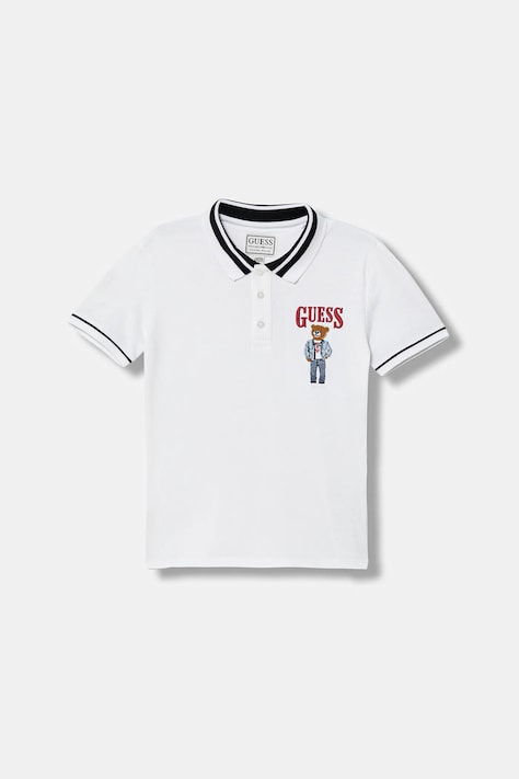 Guess polo bawełniane kolor biały gładki L6RP01 KBV51