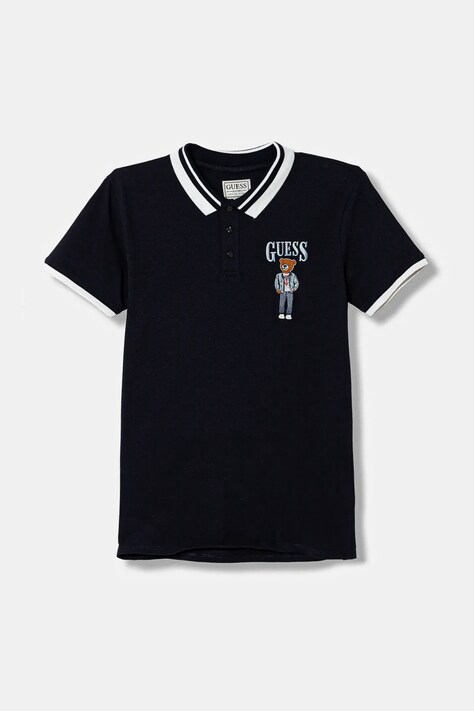 Guess polo bawełniane kolor granatowy gładki L6RP01 KBV51