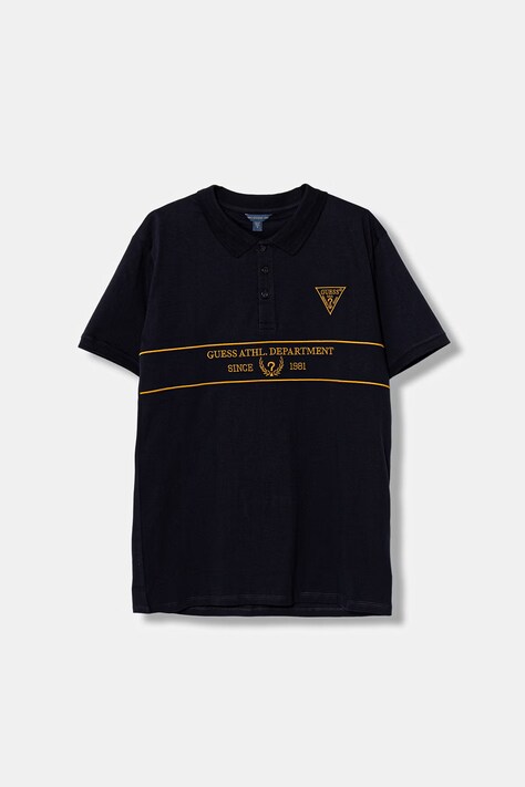 Guess polo bawełniane dziecięce kolor granatowy z aplikacją L6RP03 K8HM4