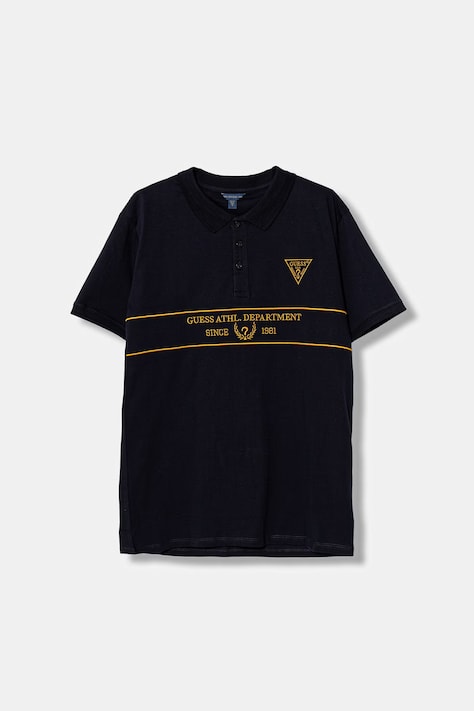 Guess polo bawełniane dziecięce kolor granatowy z aplikacją L6RP03 K8HM4