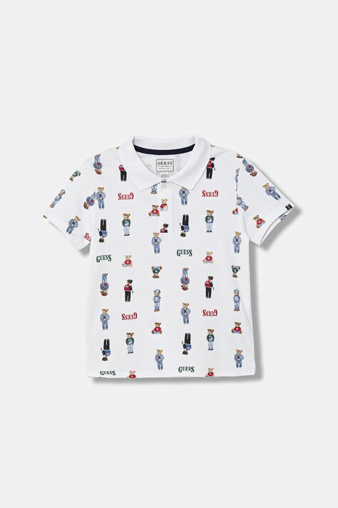 Guess polo bawełniane dziecięce kolor biały wzorzysty N6RP01 KBV51