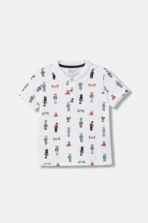 Guess polo bawełniane dziecięce kolor biały wzorzysty N6RP01 KBV51