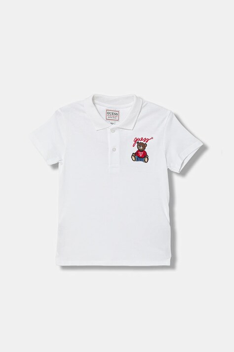 Guess polo bawełniane kolor biały z aplikacją N6RP02 KADZ4