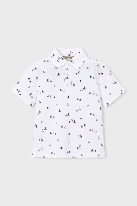 Mayoral polo dziecięce kolor biały wzorzysty 3101