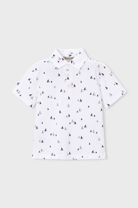 Mayoral polo dziecięce kolor biały wzorzysty 3101