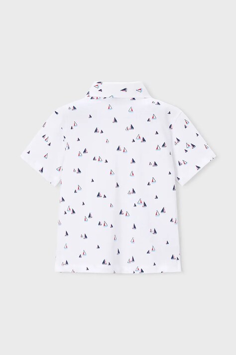 Mayoral polo dziecięce kolor biały wzorzysty 3101