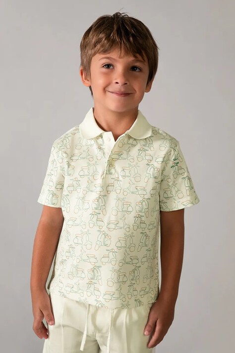 Mayoral polo bawełniane dziecięce kolor biały z aplikacją 3104