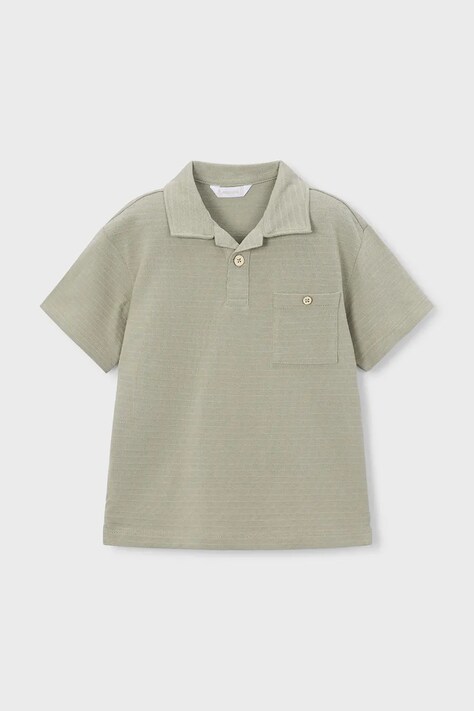Mayoral polo bawełniane dziecięce kolor zielony gładki 3105
