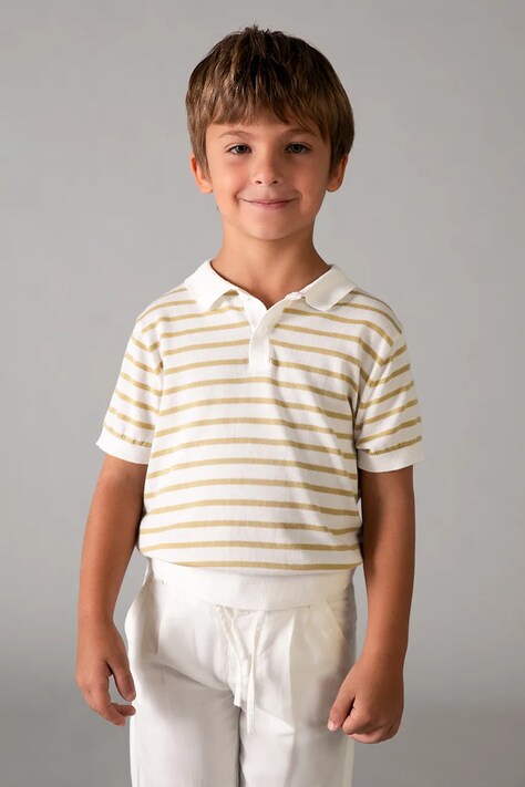 Mayoral polo dziecięce kolor beżowy wzorzysty 3106