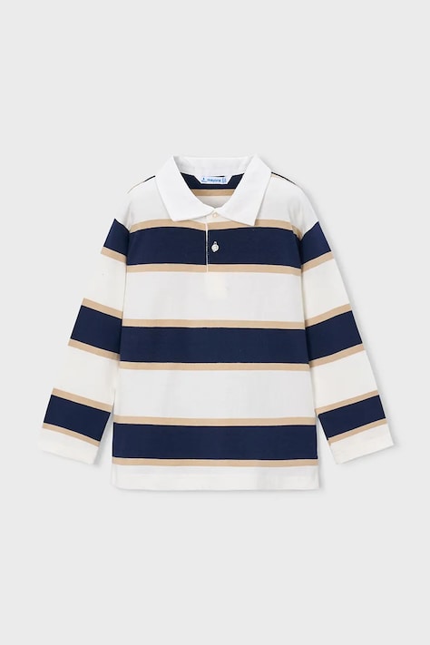 Detská bavlnená košeľa s dlhým rukávom Mayoral biela farba, vzorovaná, 3111