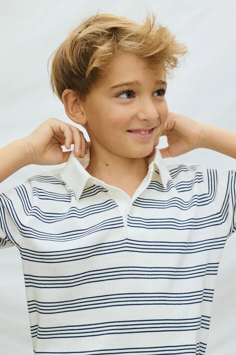 Mayoral polo dziecięce kolor biały wzorzysty 6162