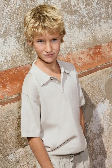 Mayoral polo dziecięce kolor beżowy wzorzysty 6162