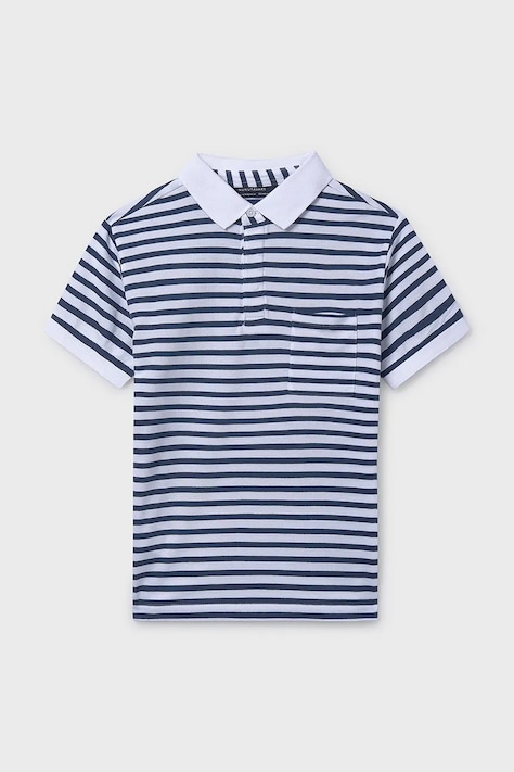 Mayoral polo bawełniane dziecięce kolor biały gładki 6164