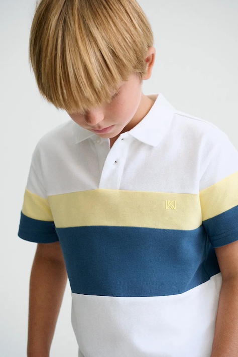 Παιδικά βαμβακερά μπλουζάκια πόλο Mayoral χρώμα: άσπρο, 6168