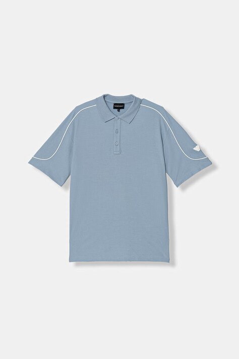 Emporio Armani polo bawełniane kolor niebieski gładki EB001336 AF10497