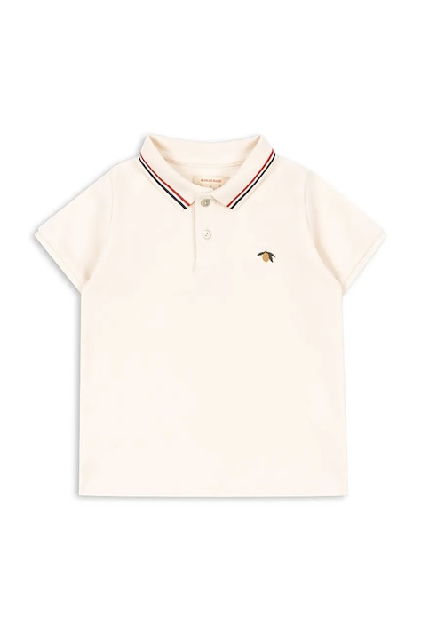 Konges Sløjd polo bawełniane dziecięce FLORIAN POLO SHIRT GOTS kolor beżowy gładki KS104814