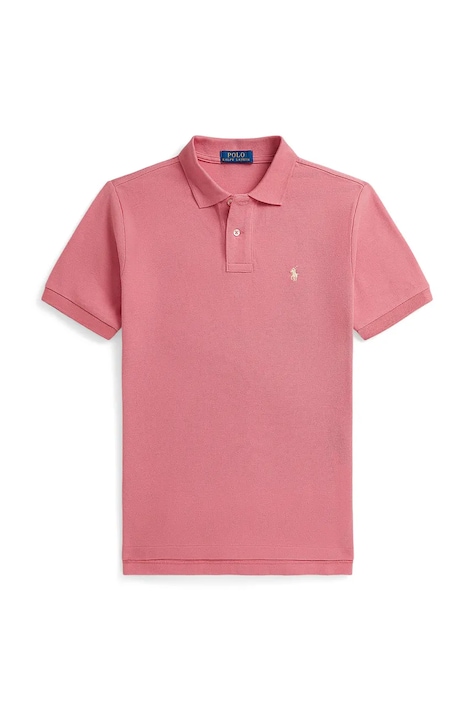 Polo Ralph Lauren polo bawełniane dziecięce kolor różowy gładki 323703632505