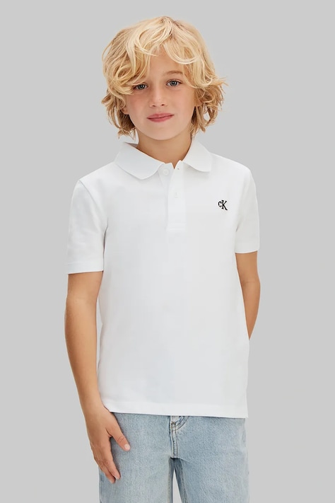 Calvin Klein Jeans polo majica otroška bombažna bela LVCKSJB29B