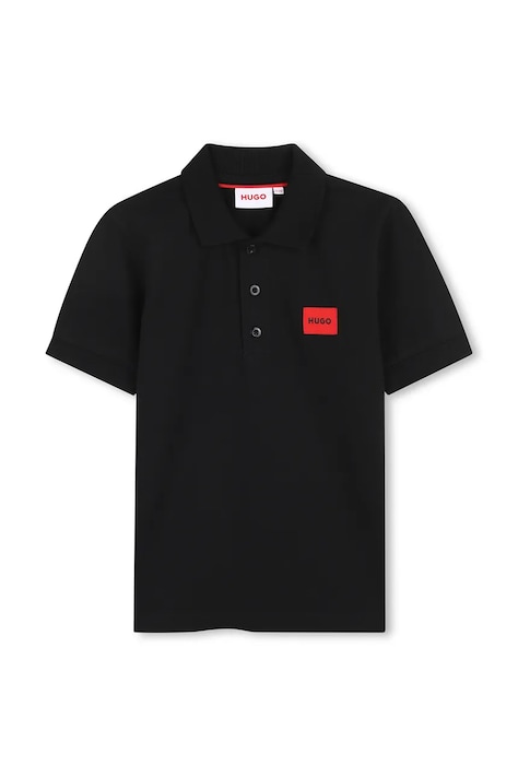 HUGO polo per bambini in cotone con elastan nero G01186