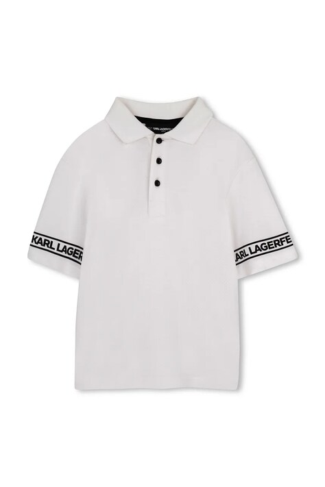 Karl Lagerfeld polo majica otroška bombažna bela Z31099