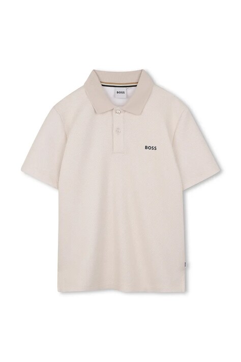 BOSS tricouri polo din bumbac pentru copii culoarea bej, uni, J52961